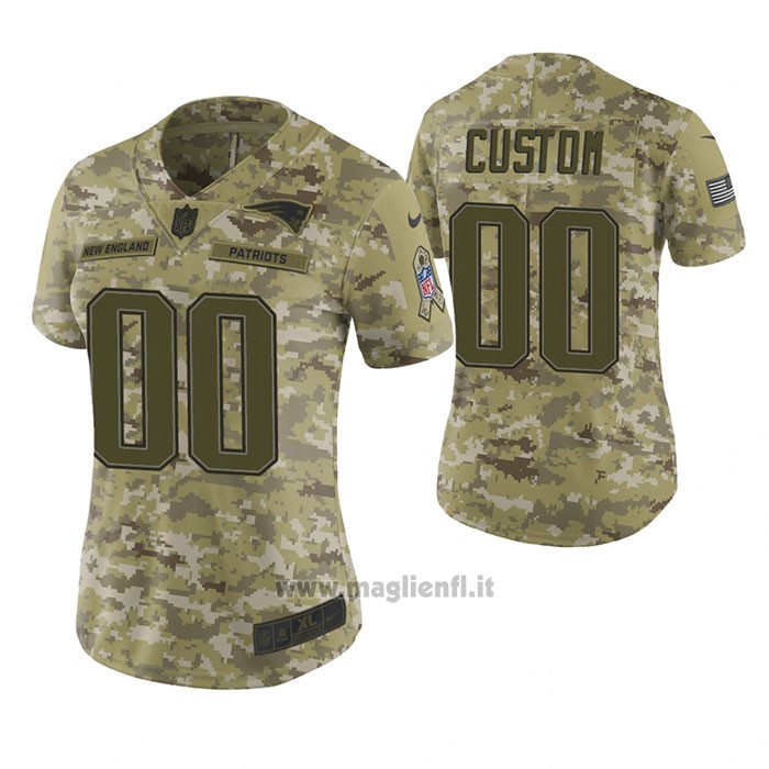 Maglia NFL Limited Donna New England Patriots Personalizzate 2018 Salute To Service Verde
